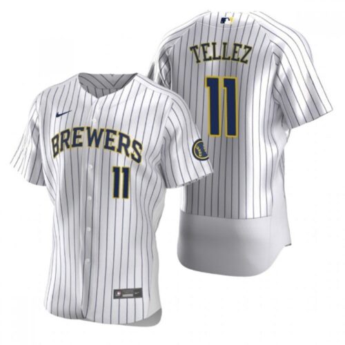 6863c971c37a2_1 Men's Milwaukee Brewers #11 Rowdy Tellez White Flex Base Stitched MLB Jersey