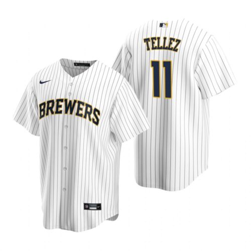 6863c9752392f_1 Men's Milwaukee Brewers #11 Rowdy Tellez White Cool Base Stitched Jersey