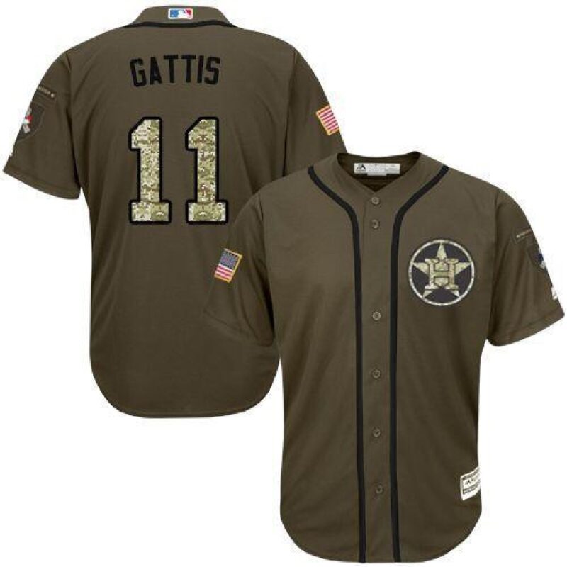 6863c9828b403_1 Astros #11 Evan Gattis Green Salute to Service Stitched MLB Jersey