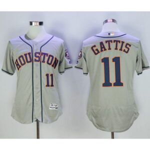 6863c985c735a_1 Astros #11 Evan Gattis Grey Flexbase Authentic Collection Stitched MLB Jersey