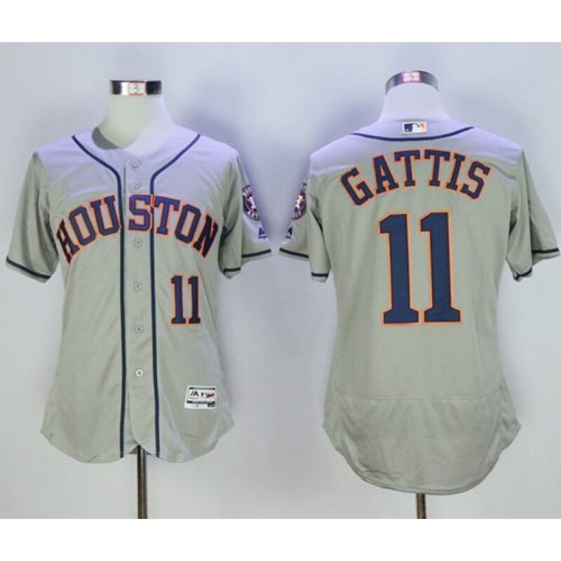 6863c985c735a_1 Astros #11 Evan Gattis Grey Flexbase Authentic Collection Stitched MLB Jersey