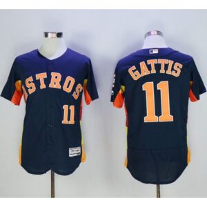 6863c98910fe4_1 Astros #11 Evan Gattis Navy Blue Flexbase Authentic Collection Stitched MLB Jersey