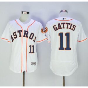 6863c99099b3b_1 Astros #11 Evan Gattis White Flexbase Authentic Collection Stitched MLB Jersey