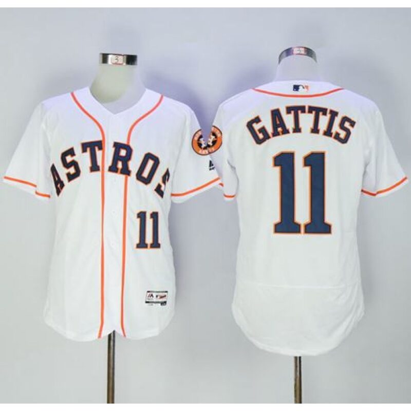 6863c99099b3b_1 Astros #11 Evan Gattis White Flexbase Authentic Collection Stitched MLB Jersey