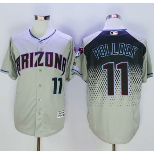 6863c9bf7830f_1 Diamondbacks #11 A. J. Pollock Gray/Capri New Cool Base Stitched MLB Jersey