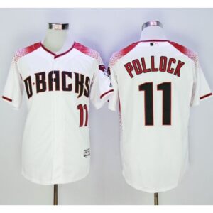 6863c9cd7ab82_1 Diamondbacks #11 A. J. Pollock White/Brick New Cool Base Stitched MLB Jersey