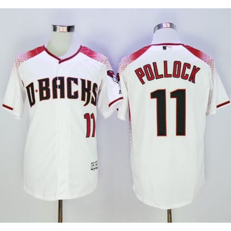 6863c9cd7ab82_1 Diamondbacks #11 A. J. Pollock White/Brick New Cool Base Stitched MLB Jersey