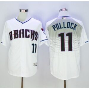 6863c9d11c390_1 Diamondbacks #11 A. J. Pollock White/Capri New Cool Base Stitched MLB Jersey