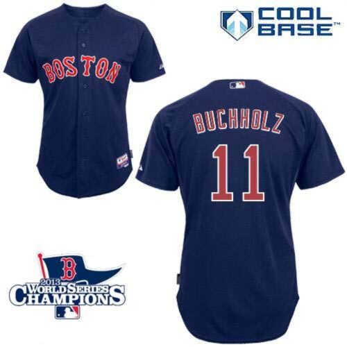 6863c9fa6d899_1 Red Sox #11 Clay Buchholz Dark Blue Cool Base 2013 World Series Champions Patch Stitched MLB Jersey