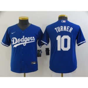 6863ca80c32d2_1 Youth Los Angeles Dodgers #10 Justin Turner Blue Cool Base Stitched Jersey