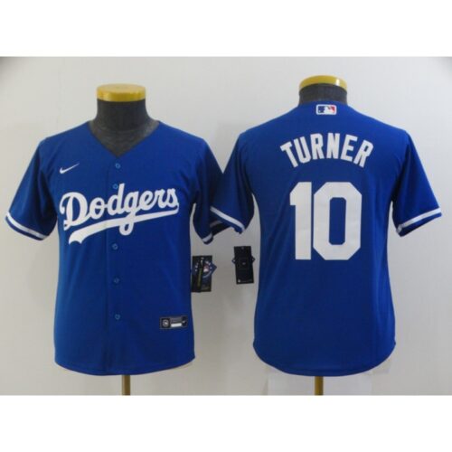 6863ca80c32d2_1 Youth Los Angeles Dodgers #10 Justin Turner Blue Cool Base Stitched Jersey
