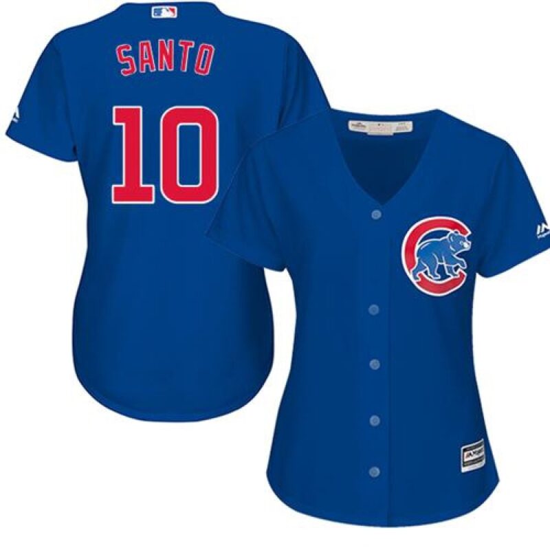 6863caa7e28a5_1 Cubs #10 Ron Santo Blue Alternate Women's Stitched MLB Jersey