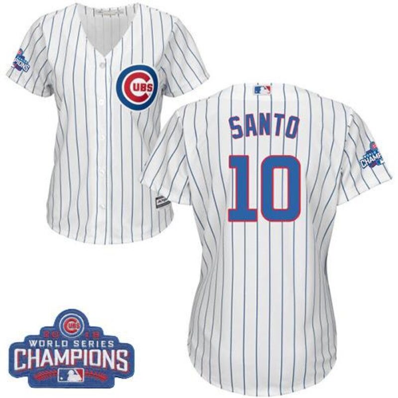 6863cab2d6316_1 Cubs #10 Ron Santo White(Blue Strip) Home 2016 World Series Champions Women's Stitched MLB Jersey