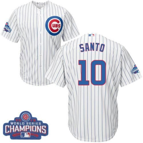 6863cac99efba_1 Cubs #10 Ron Santo White Home 2016 World Series Champions Stitched Youth MLB Jersey