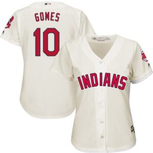 6863cacf4a425_1 indians #10 Yan Gomes Cream Women's Alternate Stitched MLB Jersey