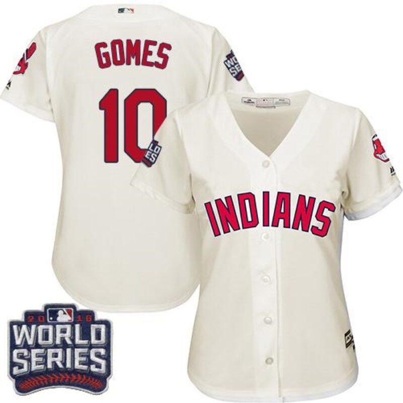 6863cad254773_1 indians #10 Yan Gomes Cream 2016 World Series Bound Women's Alternate Stitched MLB Jersey