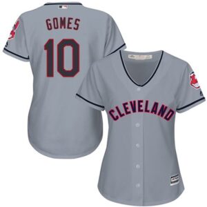 6863cad7bdb06_1 indians #10 Yan Gomes Grey Women's Road Stitched MLB Jersey
