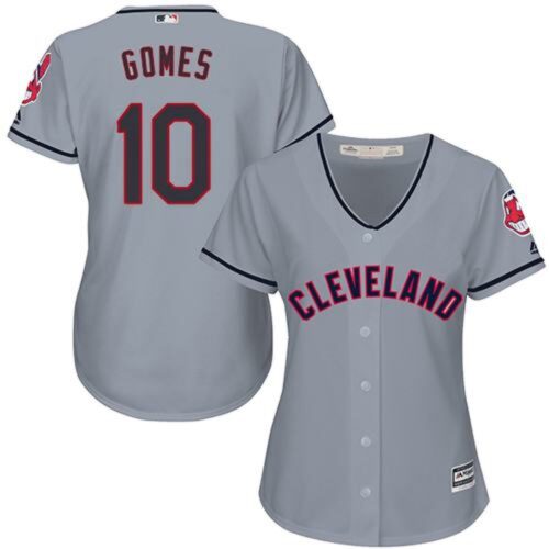 6863cad7bdb06_1 indians #10 Yan Gomes Grey Women's Road Stitched MLB Jersey