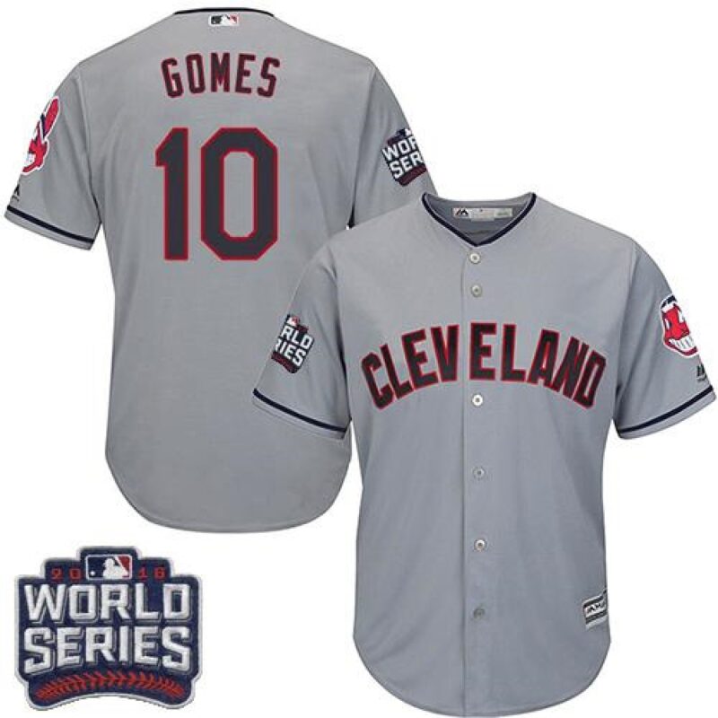 6863caf14844f_1 indians #10 Yan Gomes Grey Road 2016 World Series Bound Stitched Youth MLB Jersey