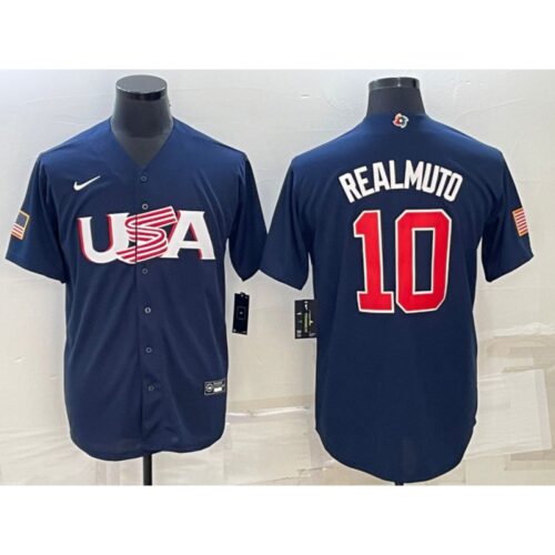 6863cafee3b8f_1 Men's USA Baseball #10 J.T. Realmuto 2023 Navy World Baseball Classic Stitched Jersey