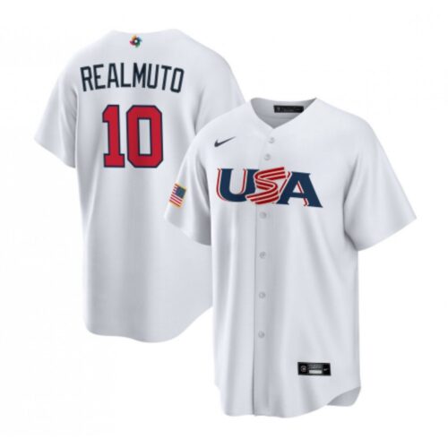 6863cb028ea3c_1 Men's USA Baseball #10 J.T. Realmuto 2023 White World Baseball Classic Stitched Jersey
