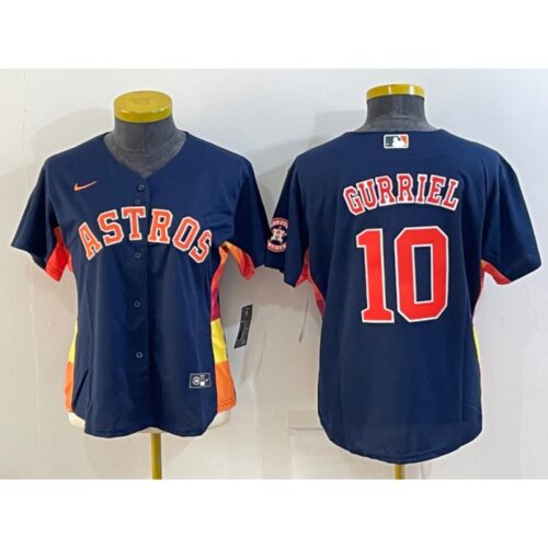 6863cb097626e_1 Women's Houston Astros #10 Yuli Gurriel Navy With Patch Cool Base Stitched Baseball Jersey(Run Small)