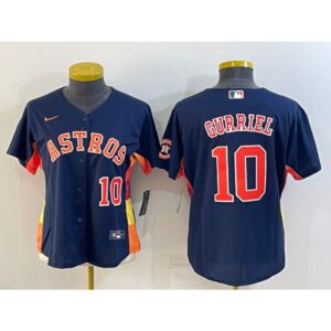 6863cb0c6f5c5_1 Women's Houston Astros #10 Yuli Gurriel Navy With Patch Cool Base Stitched Baseball Jersey(Run Small)