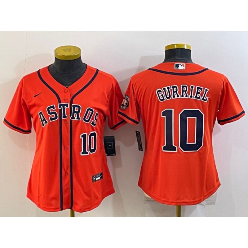 6863cb0f85642_1 Women's Houston Astros #10 Yuli Gurriel Orange With Patch Cool Base Stitched Baseball Jersey(Run Small)