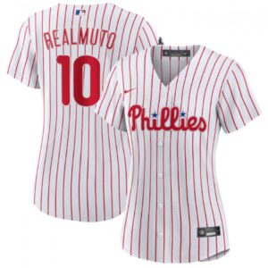 6863cb2dcfa88_1 Women's Philadelphia Phillies #10 J.T. Realmuto White Stitched Baseball Jersey(Run Small)