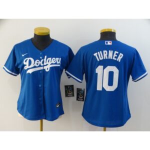 6863cb3e9d892_1 Women's Los Angeles Dodgers #10 Justin Turner Blue Cool Base Stitched MLB Jersey(Run Small)