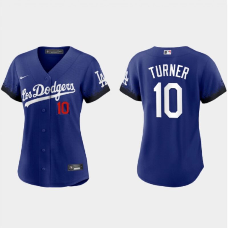 6863cb4170790_1 Women's Los Angeles Dodgers #10 Justin Turner 2021 Royal City Connect Cool Base Stitched Baseball Jersey(Run Small)