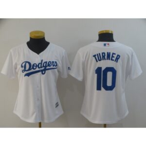 6863cb43f323c_1 Women's Los Angeles Dodgers #10 Justin Turner White Cool Base Stitched MLB Jersey(Run Small)