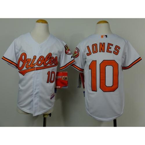 6863cb5a97221_1 Orioles #10 Adam Jones White Cool Base Stitched Youth MLB Jersey