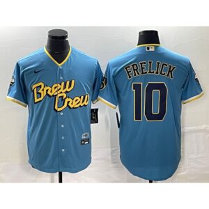 6863cb5d7eb25_1 Men's Milwaukee Brewers #10 Sal Frelick 2022 Powder Blue City Connect Cool Base Stitched Jersey