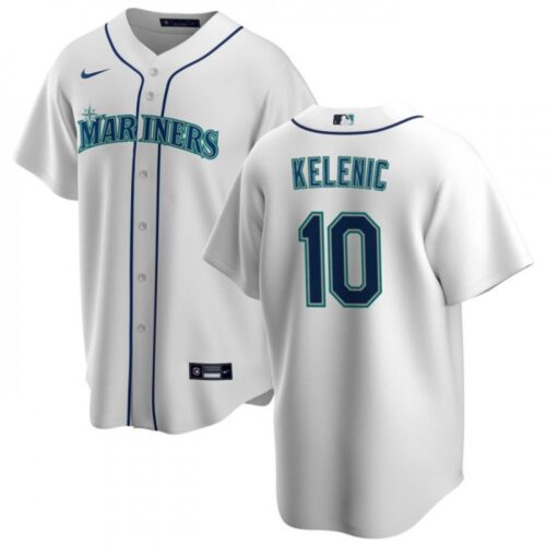 6863cb6eee49c_1 Men's Seattle Mariners #10 Jarred Kelenic White Cool Base Stitched jersey