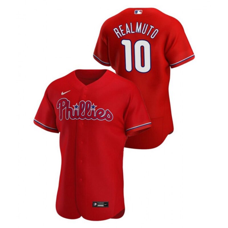 6863cb7d91fca_1 Men's Philadelphia Phillies #10 J.T. Realmuto Red Flex Base Stitched MLB Jersey