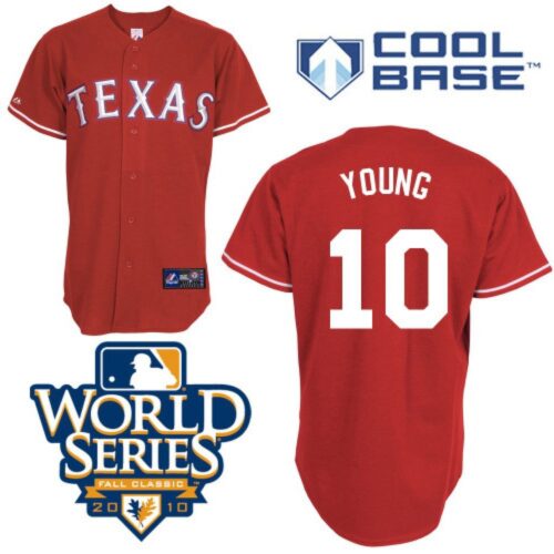 6863cbb12e12b_1 Rangers #10 Michael Young Red Cool Base w/2010 World Series Patch Stitched MLB Jersey