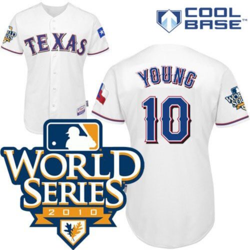 6863cbb81eab8_1 Rangers #10 Michael Young White Cool Base w/2010 World Series Patch Stitched MLB Jersey