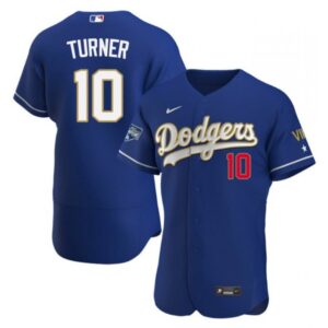 6863cbd4060fa_1 Men's Los Angeles Dodgers #10 Justin Turner Royal Blue Championship Flex Base Sttiched MLB Jersey