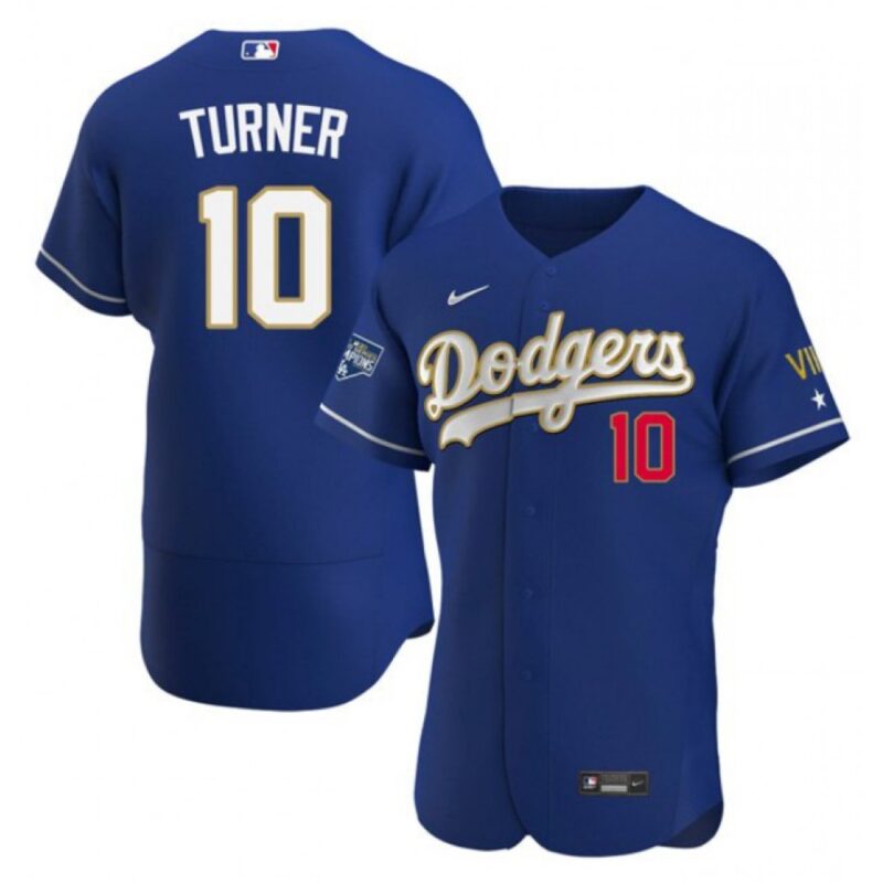 6863cbd4060fa_1 Men's Los Angeles Dodgers #10 Justin Turner Royal Blue Championship Flex Base Sttiched MLB Jersey