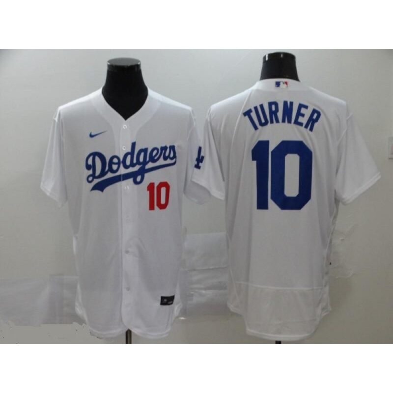 6863cbdaa936a_1 Men's Los Angeles Dodgers #10 Justin Turner White Flex Base Stitched MLB Jersey