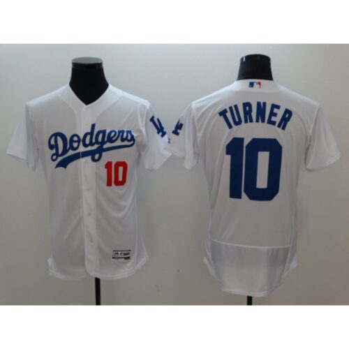 6863cbde2d10d_1 Men's Los Angeles Dodgers #10 Justin Turner White Flexbase Stitched MLB Jersey