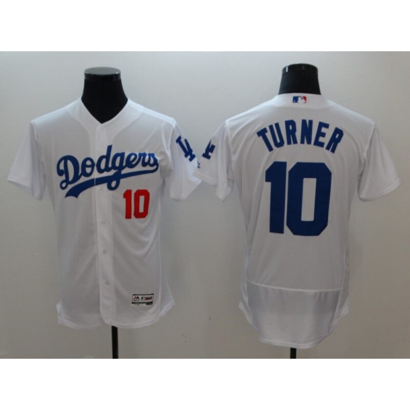 6863cbde2d10d_1 Men's Los Angeles Dodgers #10 Justin Turner White Flexbase Stitched MLB Jersey