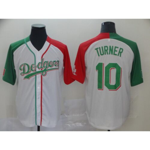 6863cbe176ac1_1 Men's Los Angeles Dodgers #10 Justin Turner White Green Stitched Baseball Jersey