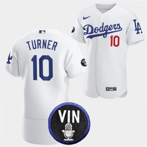 6863cc1c42824_1 Men's Los Angeles Dodgers #10 Justin Turner 2022 White Vin Scully Patch Flex Base Stitched Baseball Jersey