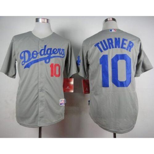6863cc2d9d0cc_1 Dodgers #10 Justin Turner Grey Cool Base Stitched MLB Jersey