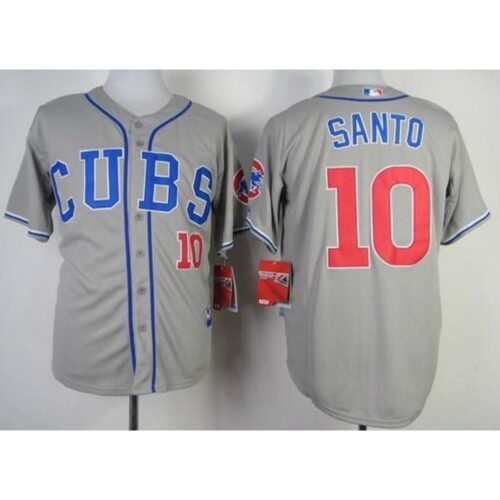 6863cc78b8b25_1 Cubs #10 Ron Santo Grey Alternate Road Cool Base Stitched MLB Jersey