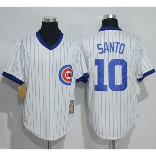 6863cc830894d_1 Cubs #10 Ron Santo White Strip Home Cooperstown Stitched MLB Jersey