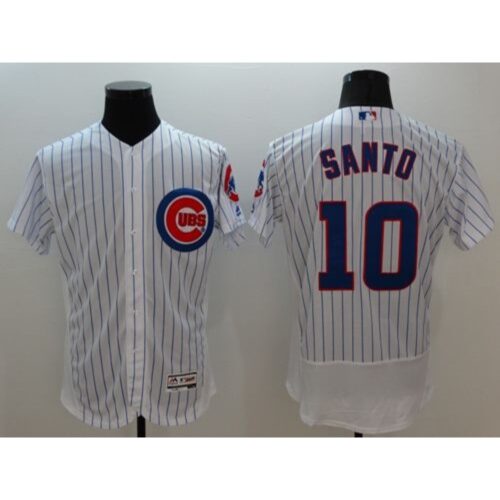 6863cc94288ef_1 Cubs #10 Ron Santo White Flexbase Authentic Collection Stitched MLB Jersey