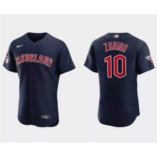 6863cca8ed4f9_1 Men's Cleveland Guardians #10 Mike ZuNino Navy Flex Base Stitched Jersey